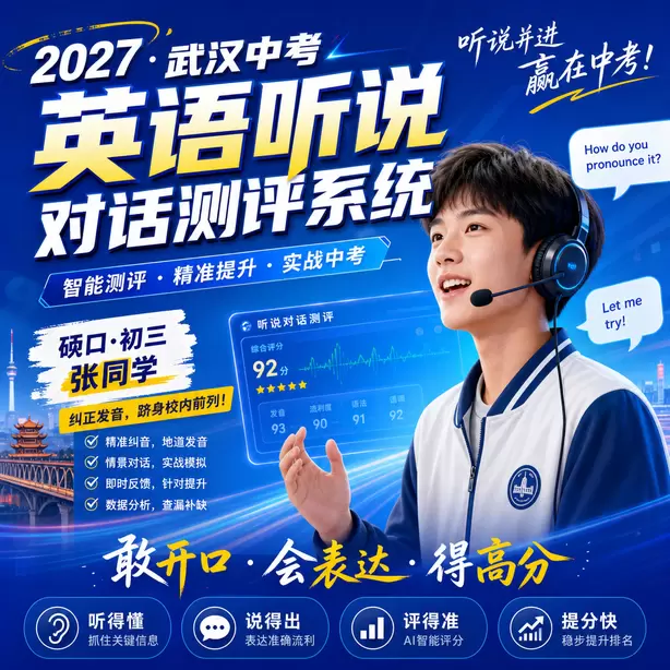 武汉中考听说机考录音剪辑自查软件硚口&middot;初三张同学（纠正发音，跻身校内前列）